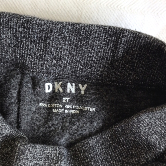 DKNY heather gray joggers sweatpants with silver track stripes 2T toddler girls - Picture 4 of 6